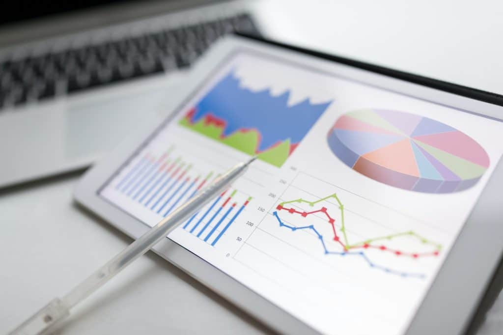 Business concept, tablet with information chart